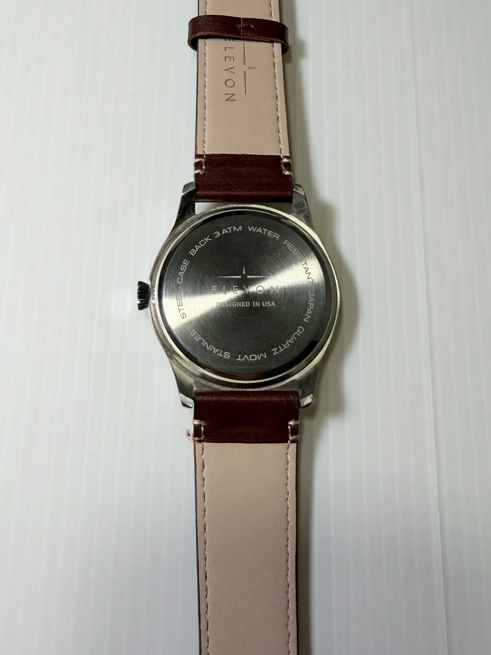 Elevon Men’s Black Dial Brown Leather Strap Analog Watch Casual Dress